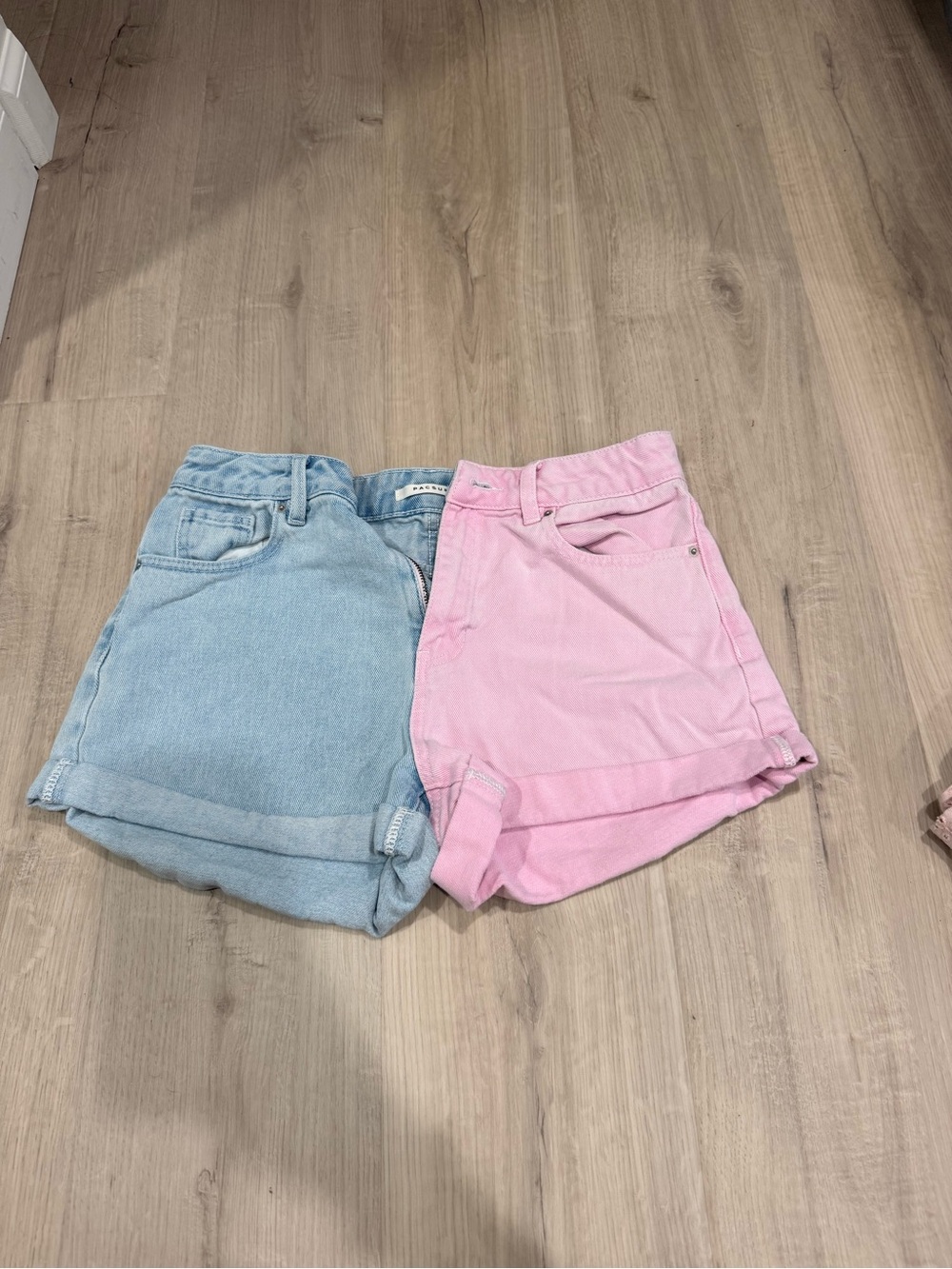 PacSun Pastel Pink and Light Blue Denim Shorts Duo